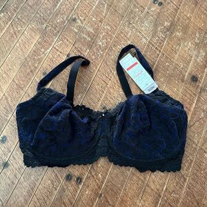 Whimsy black blue embroidered lace 36DD bra